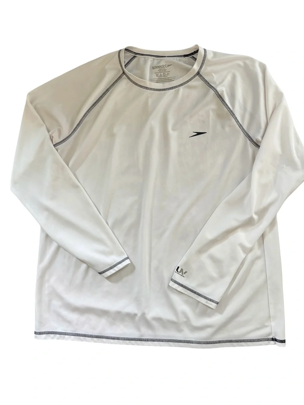 Speedo Men's Easy Long Sleeve Swim Shirt Sz XXL White Loose Fit LS UPF 50